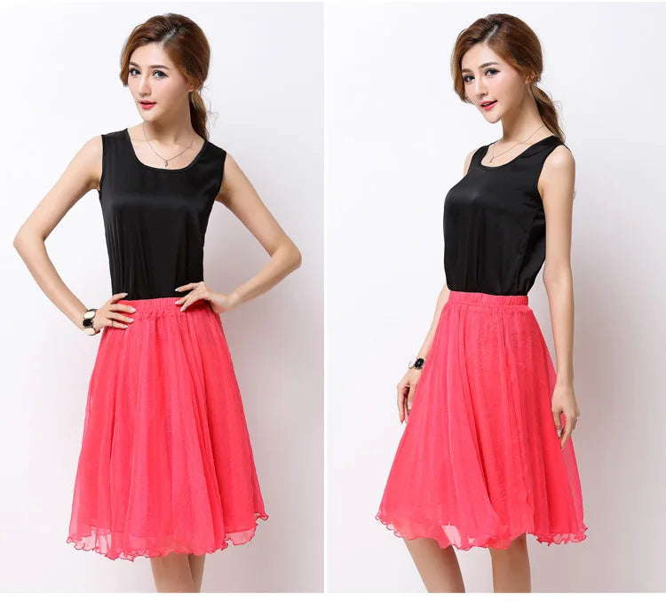 Silk Pleated High Waist Midi