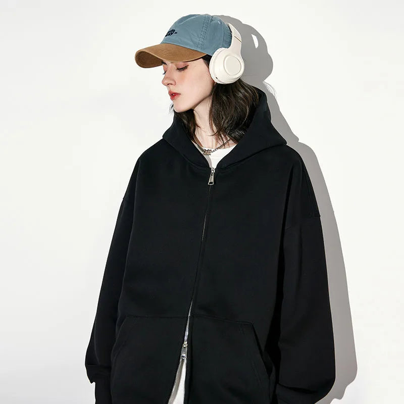 Warm Hooded Double Zip Jacket