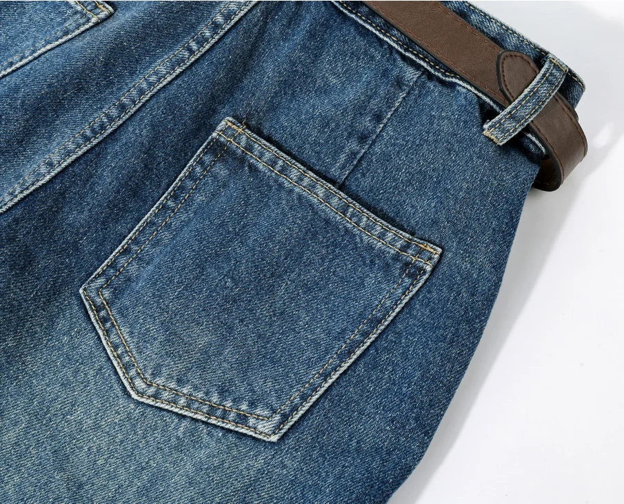 Summer 2026 Wide Leg Denim Pants For Women Ripped Three-quarter Length Jeans Woman High Quality Women's Jeans Women