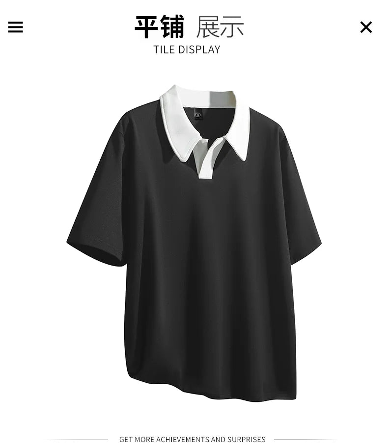 Oversized Contrast Summer Polo Shirt