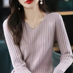 V Neck Office Knit Sweater
