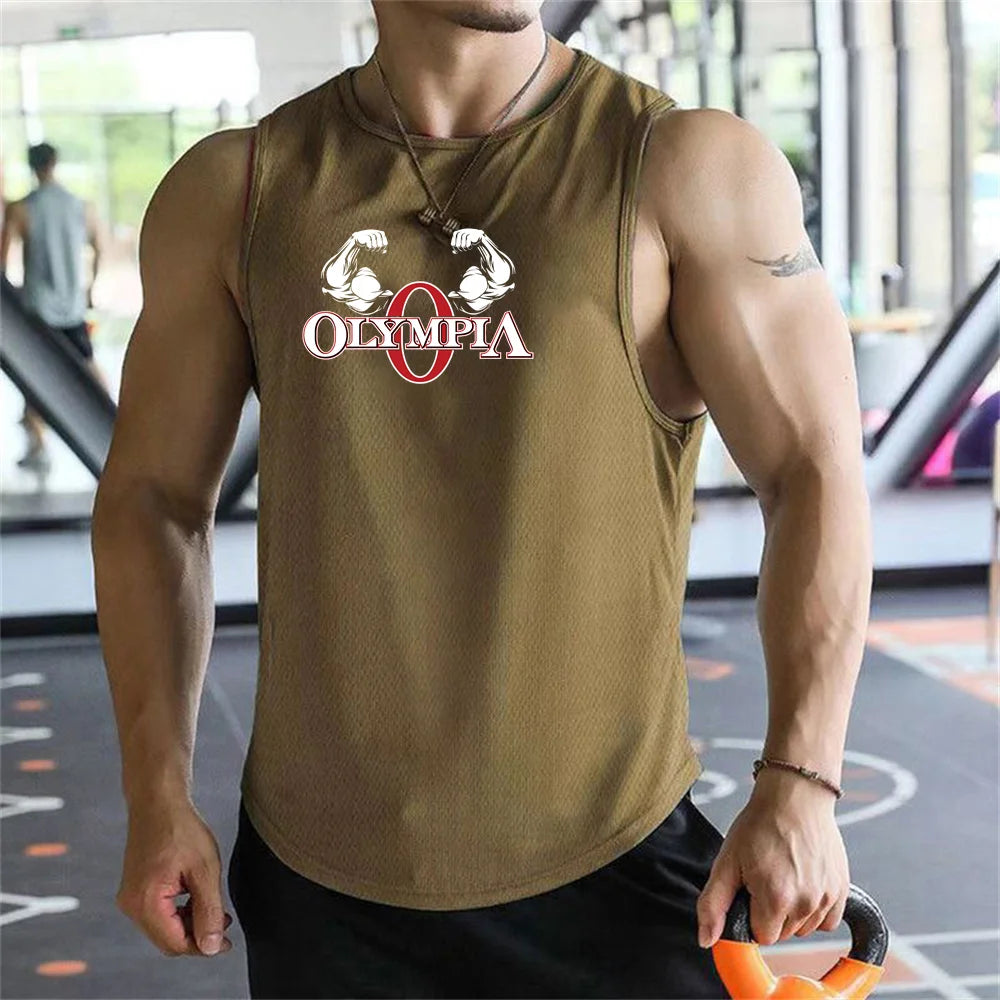 2026  Bodybuilding Sports Tank Tops Men Gyms Fitness Workout Sleeveless Shirt Male Summer Loose Undershirt Running men Vest