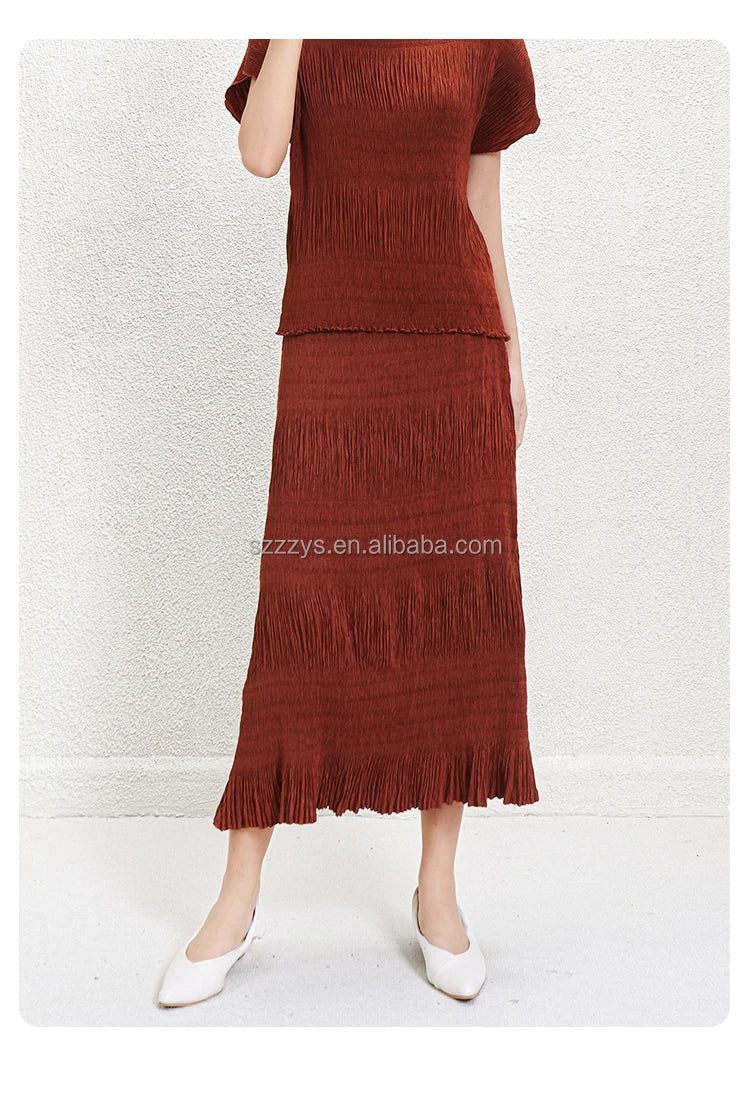 Flowy Pleated Chiffon Maxi Skirt