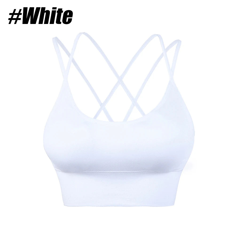 1Pcs Women Sports Bras Seamless Criss Cross Back Sexy Padded Fitness Yoga Vest Gym Running Crop Top Breathable Beauty Bras