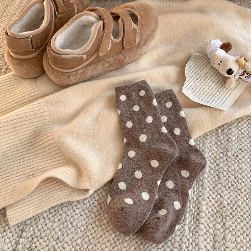 Polka Velvet Winter Socks