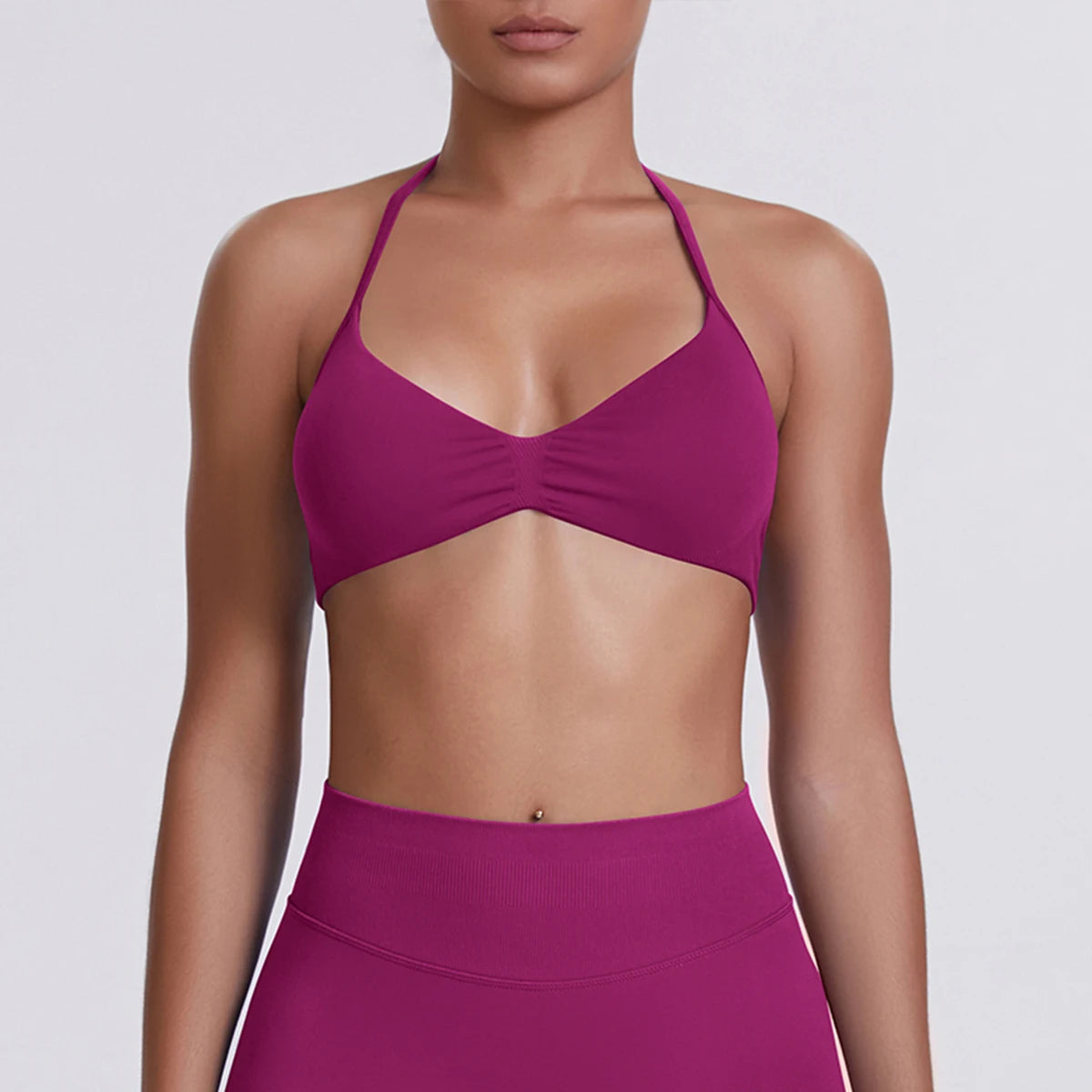 Sport Bra Strappy Bra Top Women High Support Thin Strap Halter Sport Seamless Bras Scrunch Workout Yoga Tank