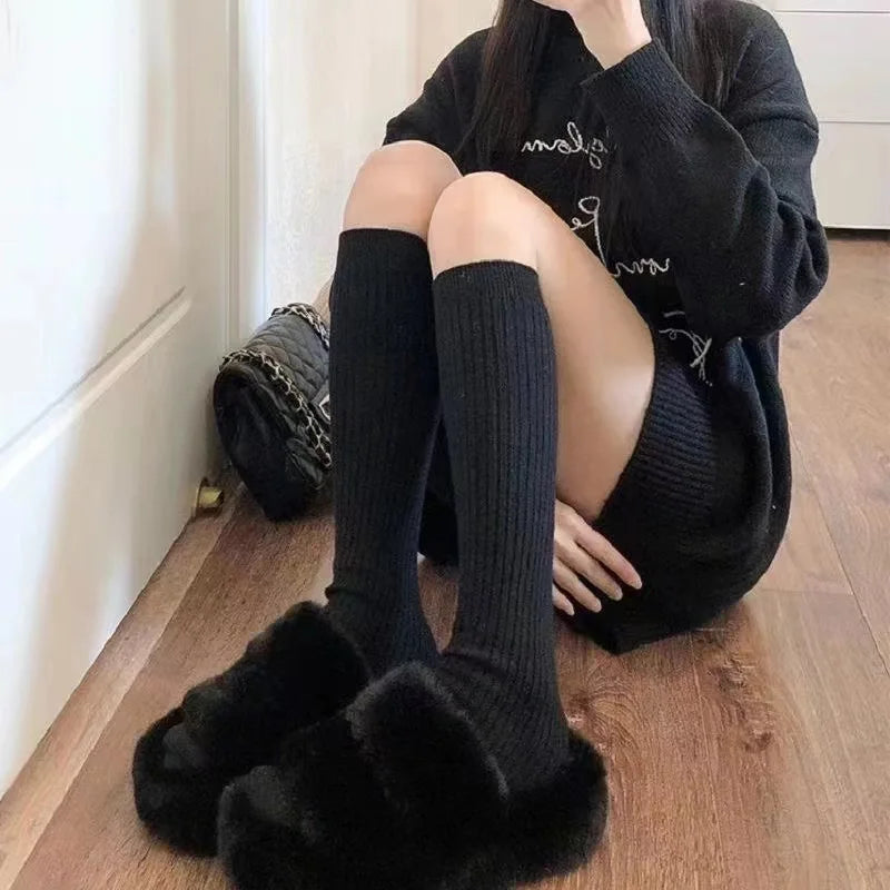 Ribbed Knee Warm Socks