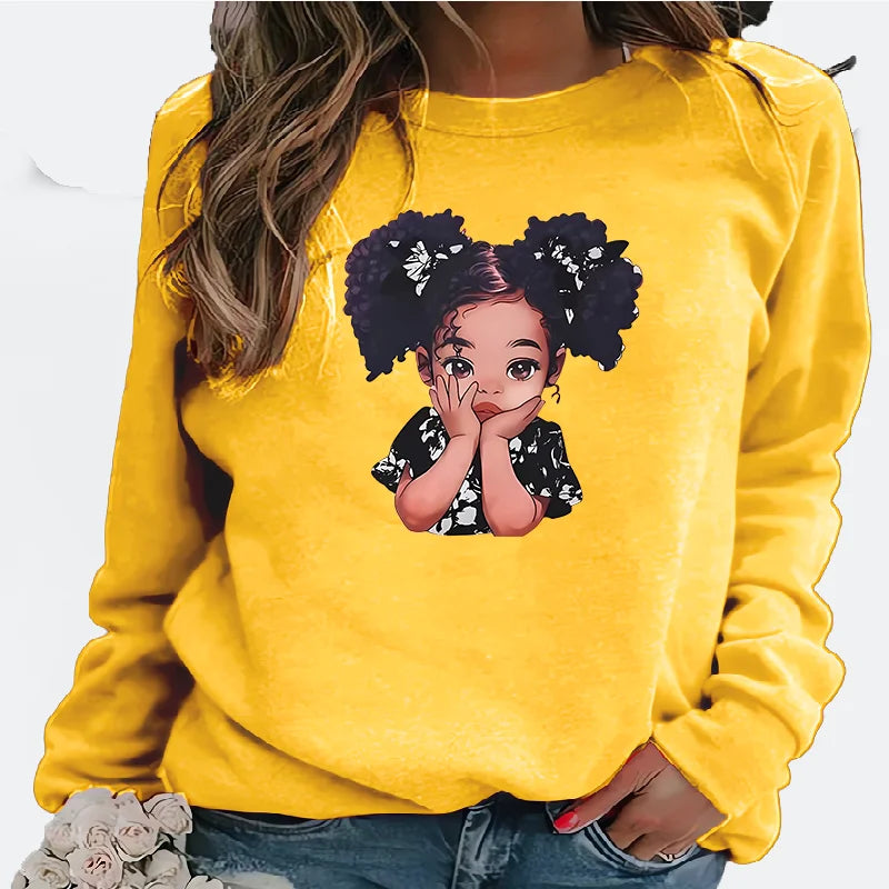 Printed Fleece Pullover Women Hoodie