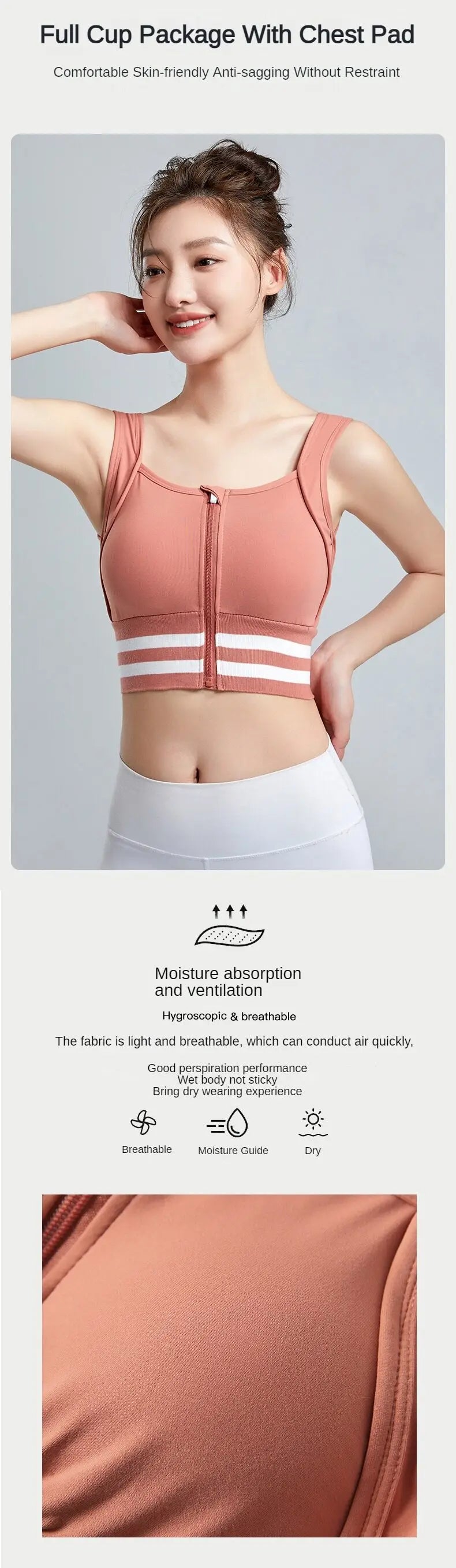Sports Bras Zip Front For Women With Full Coverage Removable Padded Shockproof Yoga Underwear Workout Bra Running Fitness Vest