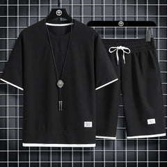 Trendy Suits for men Men's Summer Shorts Set Gym Outfit Student Short Sleeve Tee 2 Piece Set Tracksuits Men Casual Men Clothing