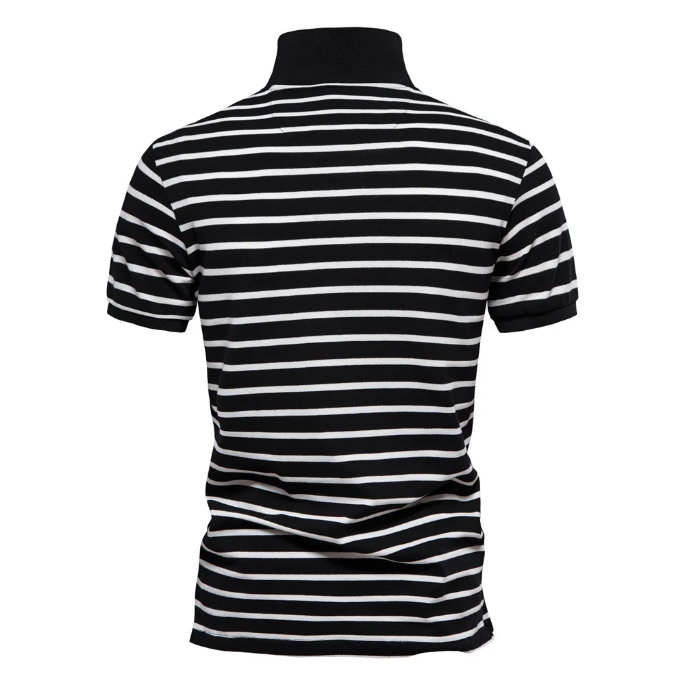 Striped Embroidered Cotton Summer Polo
