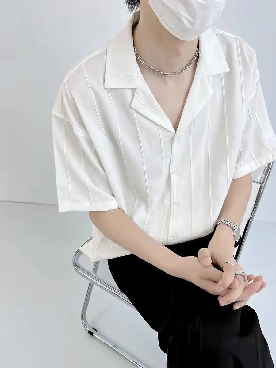 Striped Short Sleeve Shirt Men