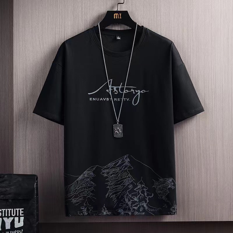 2023 Summer Men's Tracksuit 2 Piece Set Fashion Casual Solid Short-Sleeved T-Shirt and Shorts Sport Suit Breathable Man Clothing