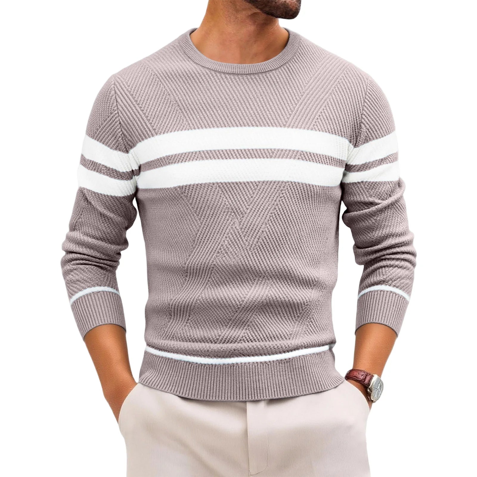Slim Striped Knit Pullover