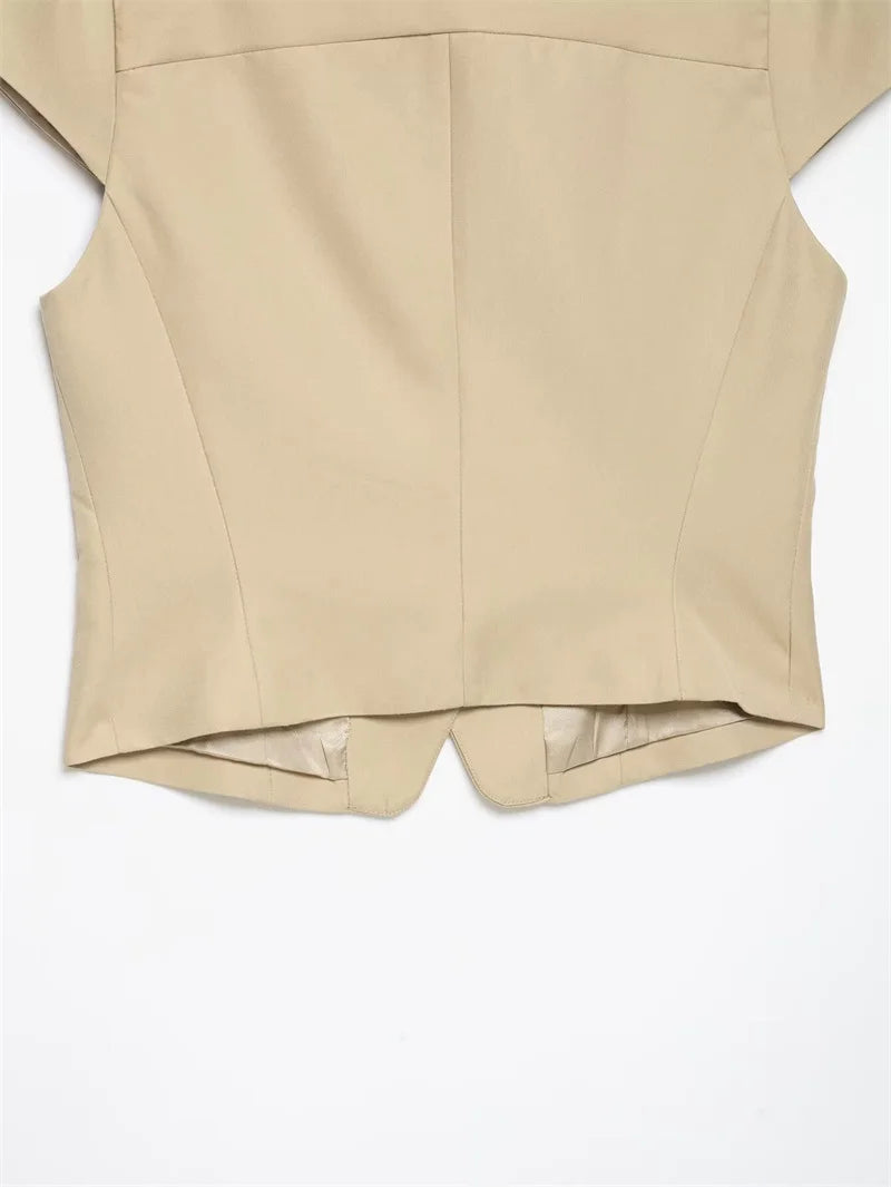 Women's Jacket 2026 New Fashion Double-Breasted Short-Sleeve Slim Jacket for Women Summer Ladies Outerwear Casaul Chic Women Top