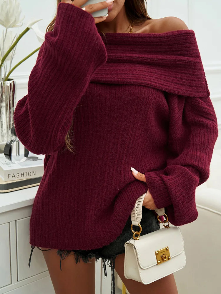 Elegant Off Shoulder Knit Pullover