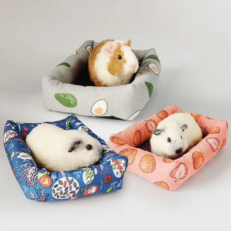 Pet Sleep Bed Rectangle Mat with Rattan Cooling Pad for Small Animals Dogs Cats Rabbit Guinea Pig Hamster Squirrel All Seasons