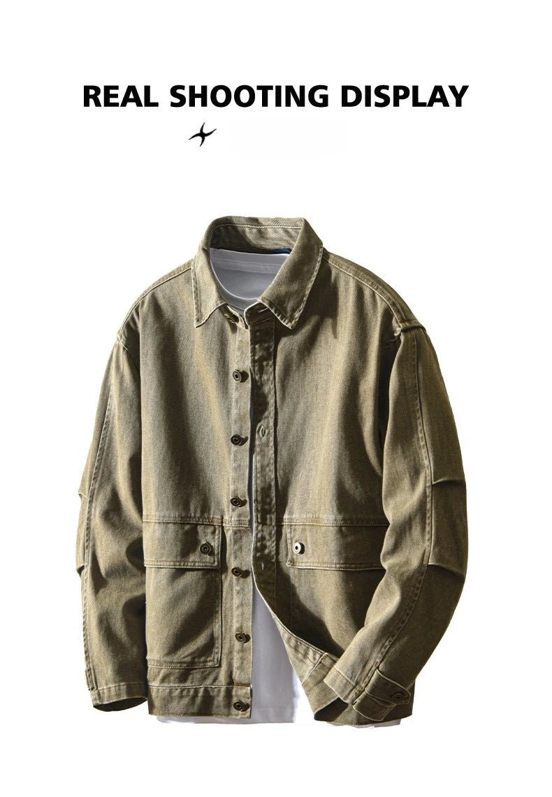 Vintage Cotton Cargo Shirt Jacket