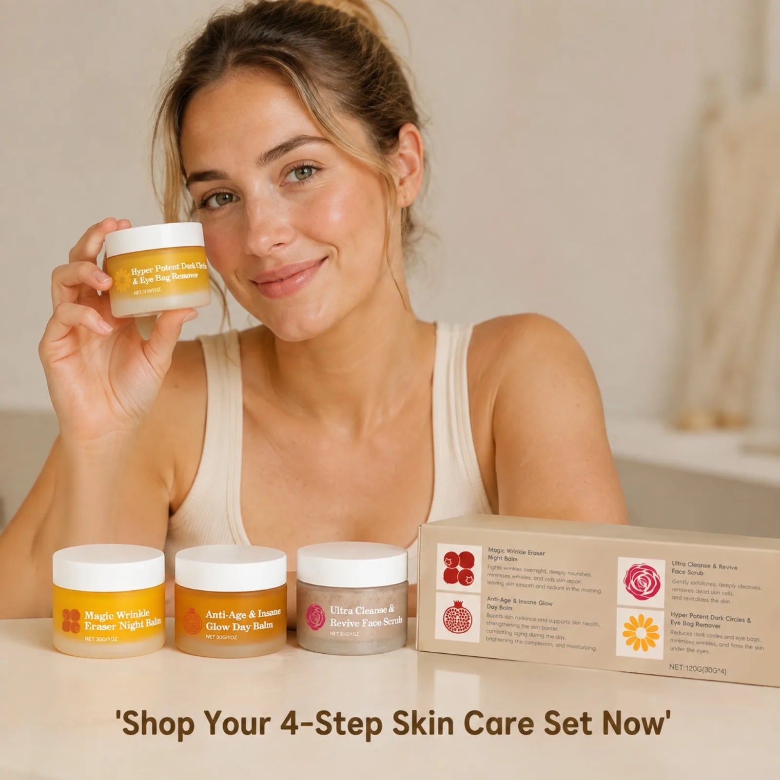 Skincare Set Day Night Cream Eye Cream Face Scrub Moisturizing Revitalizing Firming Radiance Glow Hydrating Routine