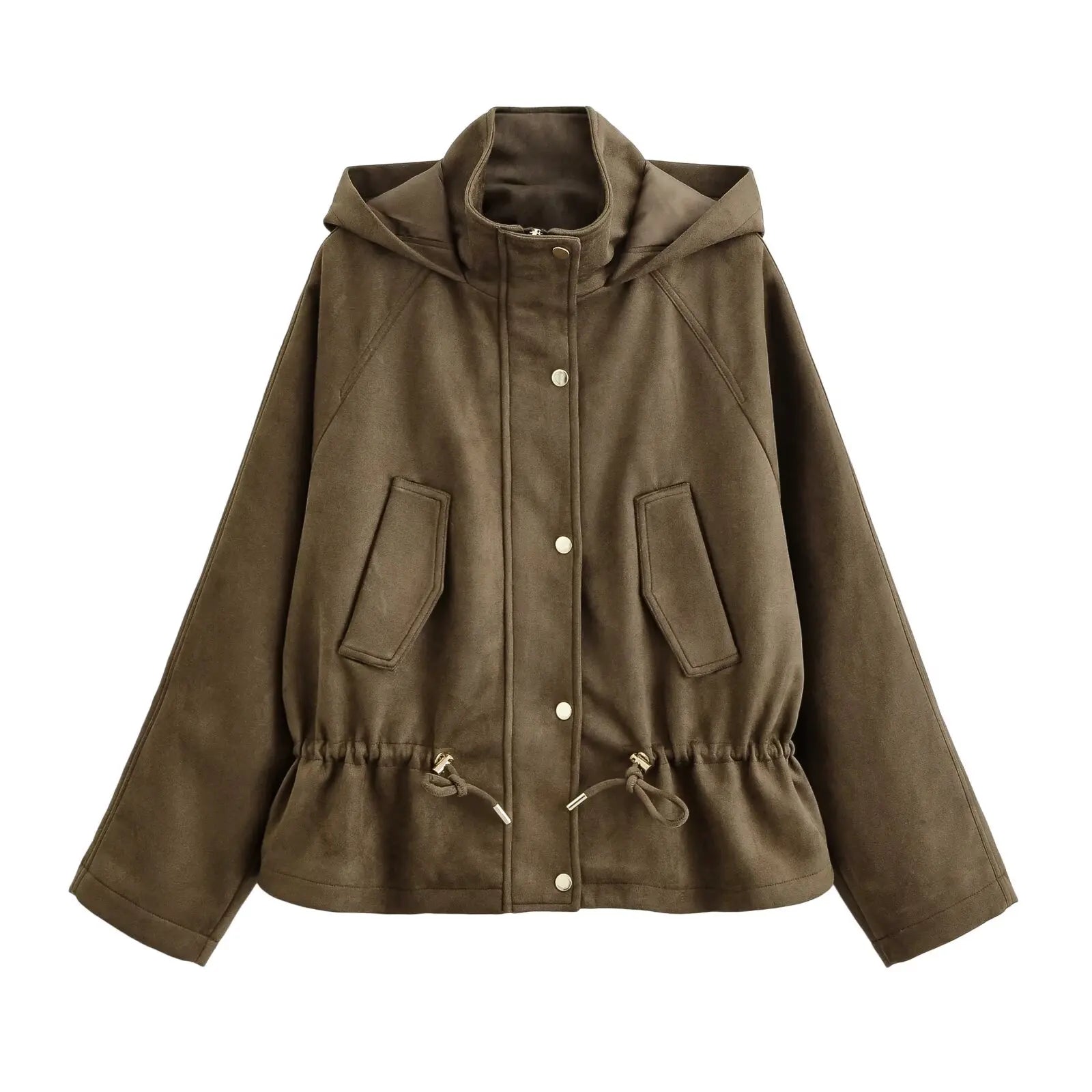 Elegant Hooded Double Breasted Jacket