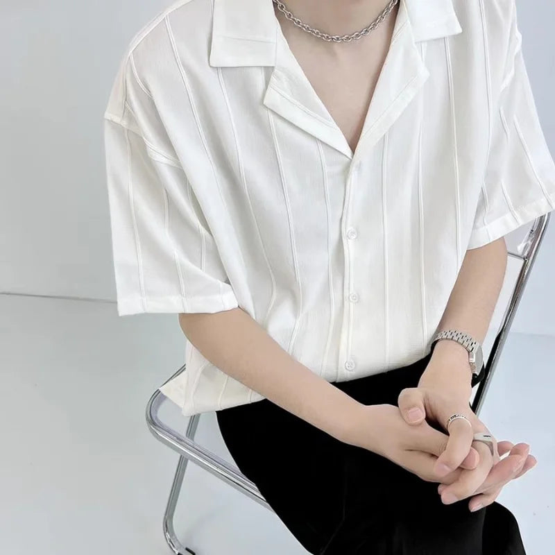 Striped Short Sleeve Shirt Men