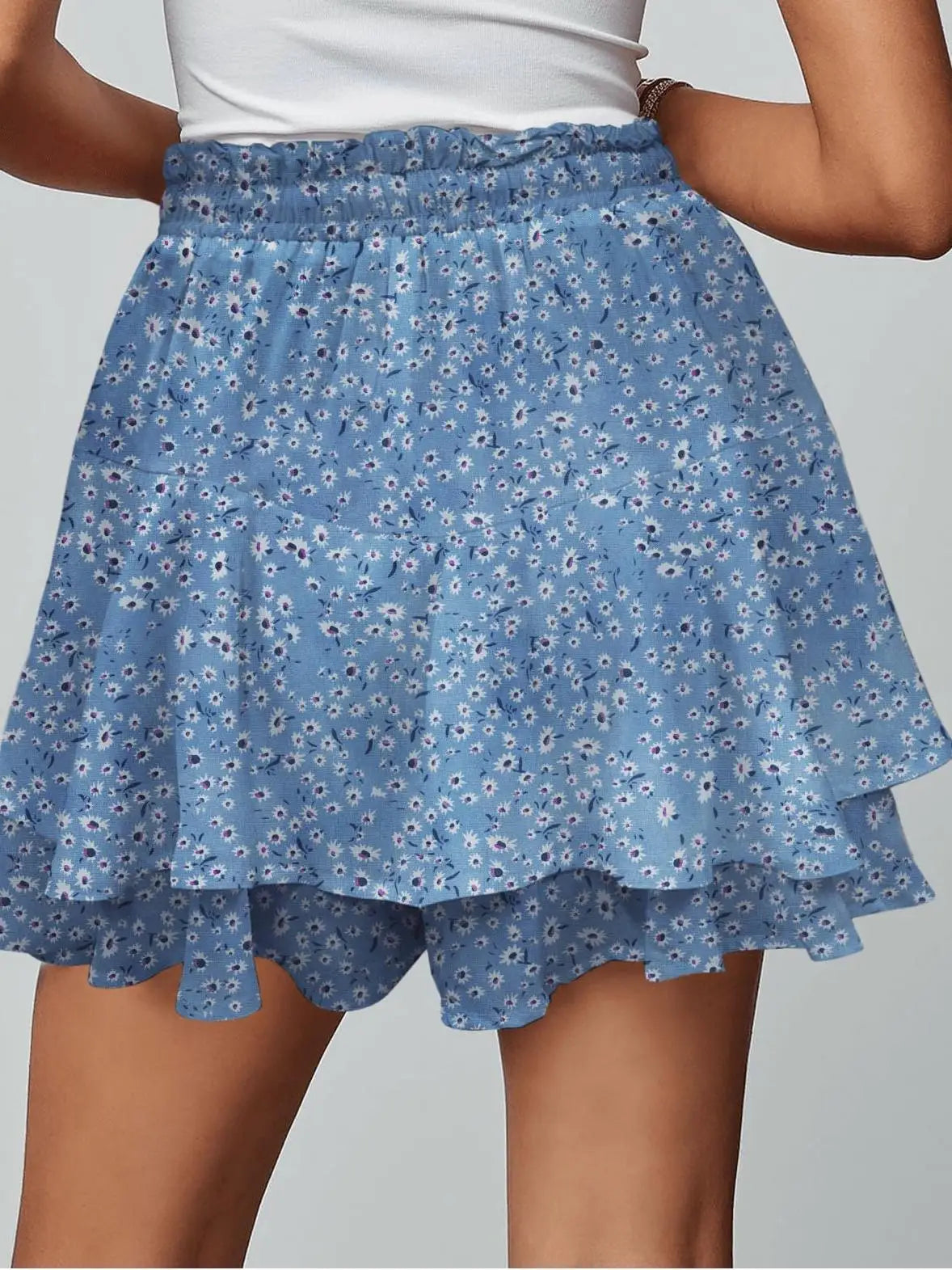 Boho Floral Mini Skirt with Ruffle Hem