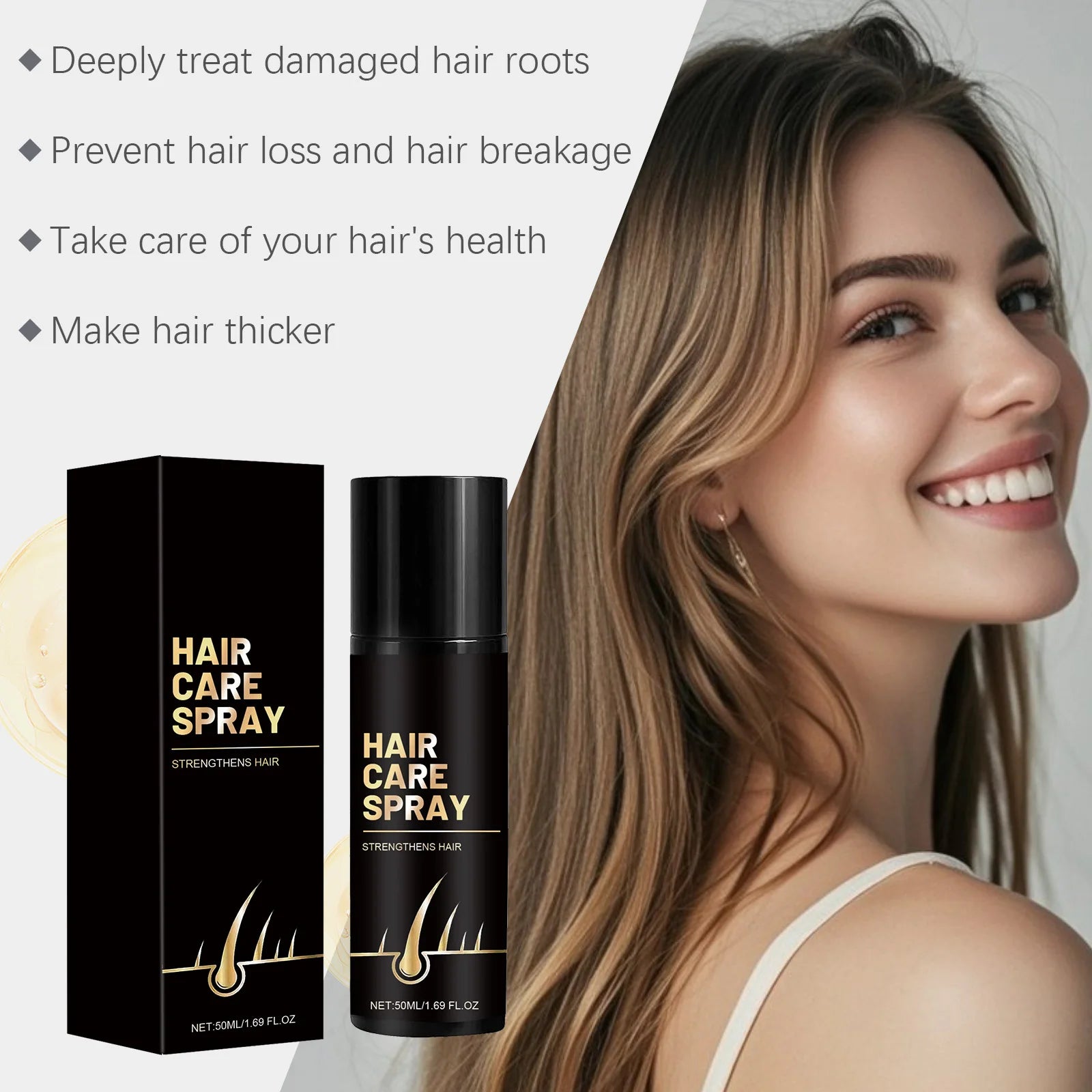 Hair Care Spray Nourish Gentle Skin-Friendly Moisturizing Quick Penetration Lightweight Shine Styling Damage Hair Root Treatment
