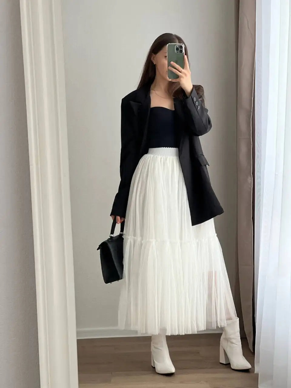 Pleated Lace Cake Midi Skirt