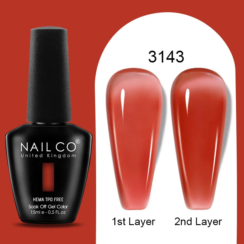 NAILCO 15ml Colorful Jelly Gel Nail Polish Gorgeous Color HEMA TPO FREE Soak Off UV LED Semi Permanent Long Wear Gel Varnish