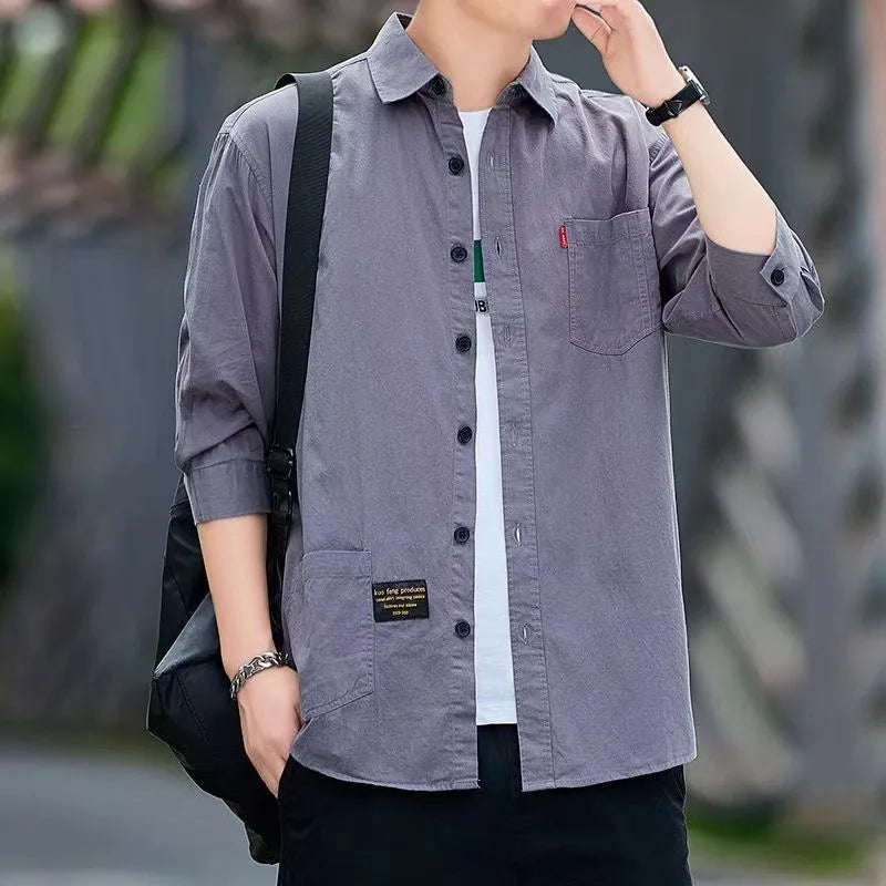 Summer Casual Solid Shirt Men