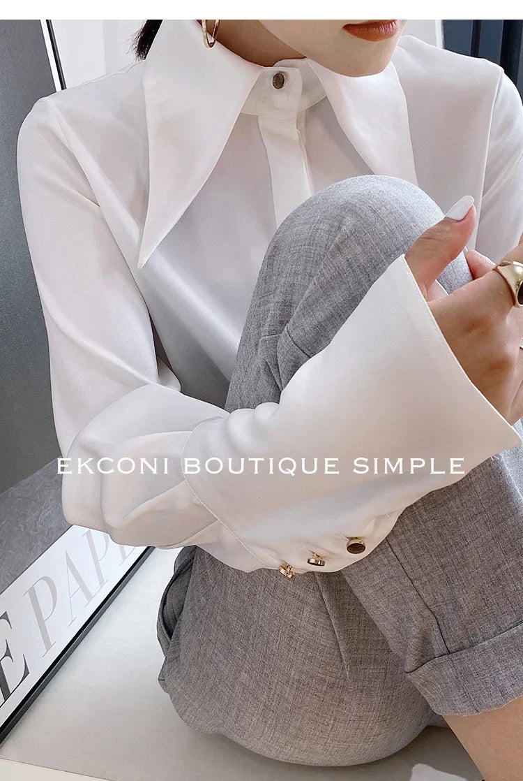 Elegant Satin Office Casual Shirt