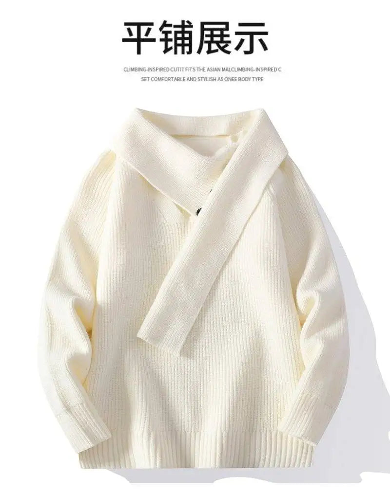 Fashion Men's Solid Color Sweaters Autumn Winter Casual Knitted Pullovers Youth High Streetwear Classic Top Sweatshirts Clothing