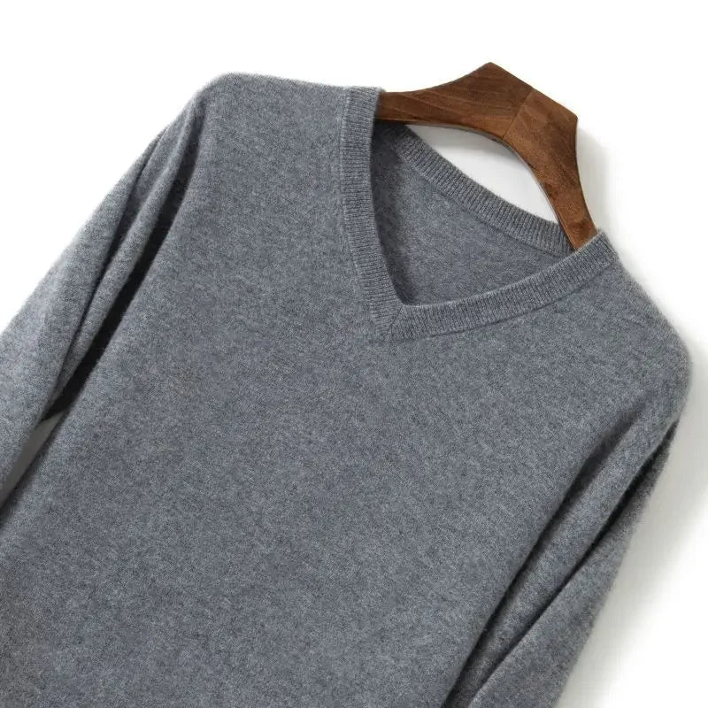 Thick Solid V-Neck Pullover