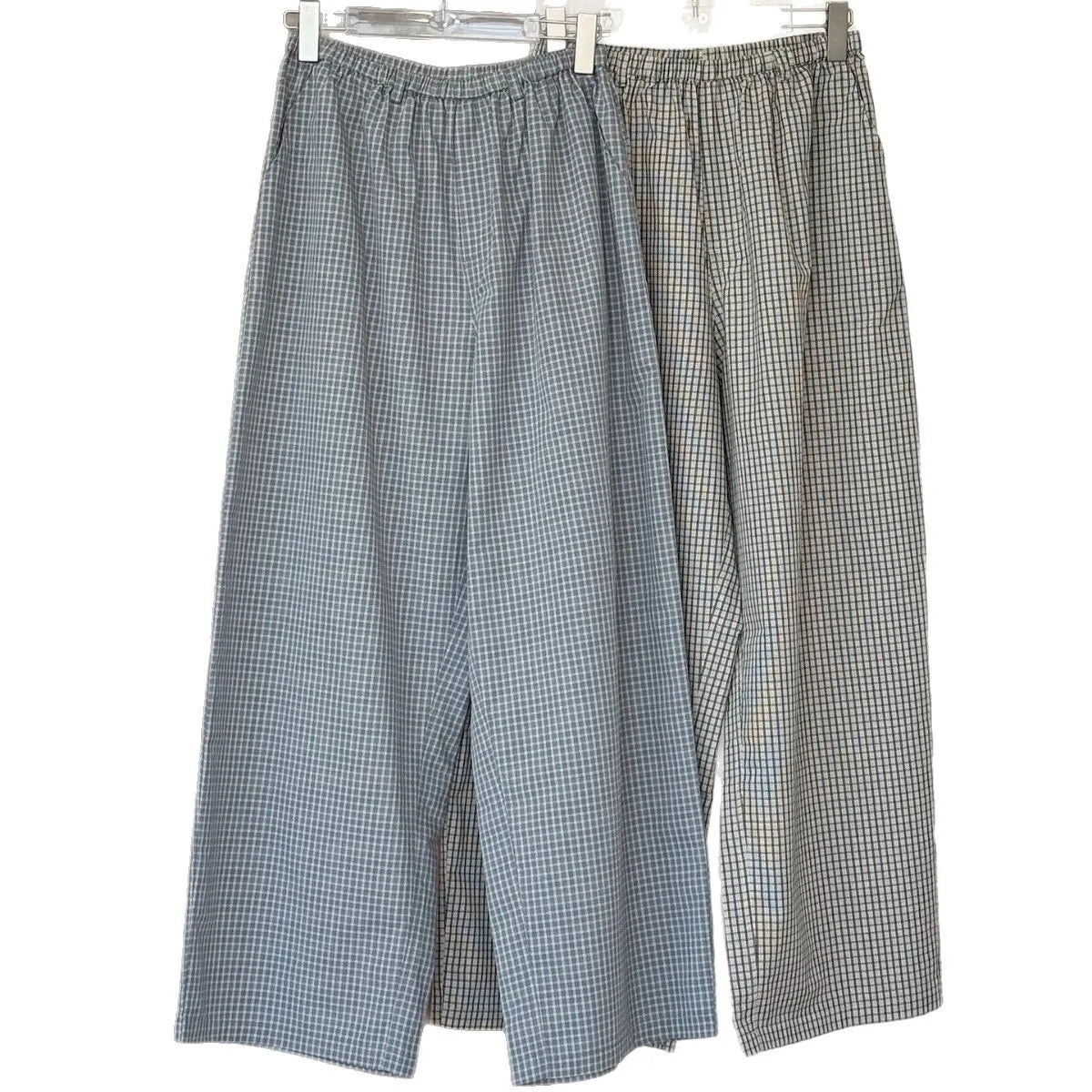 2026 Women Summer Long Pants High Waist Wide Leg 80% Cotton Plaid Pants Fashion Clothes Vintage Pants Female Trousers