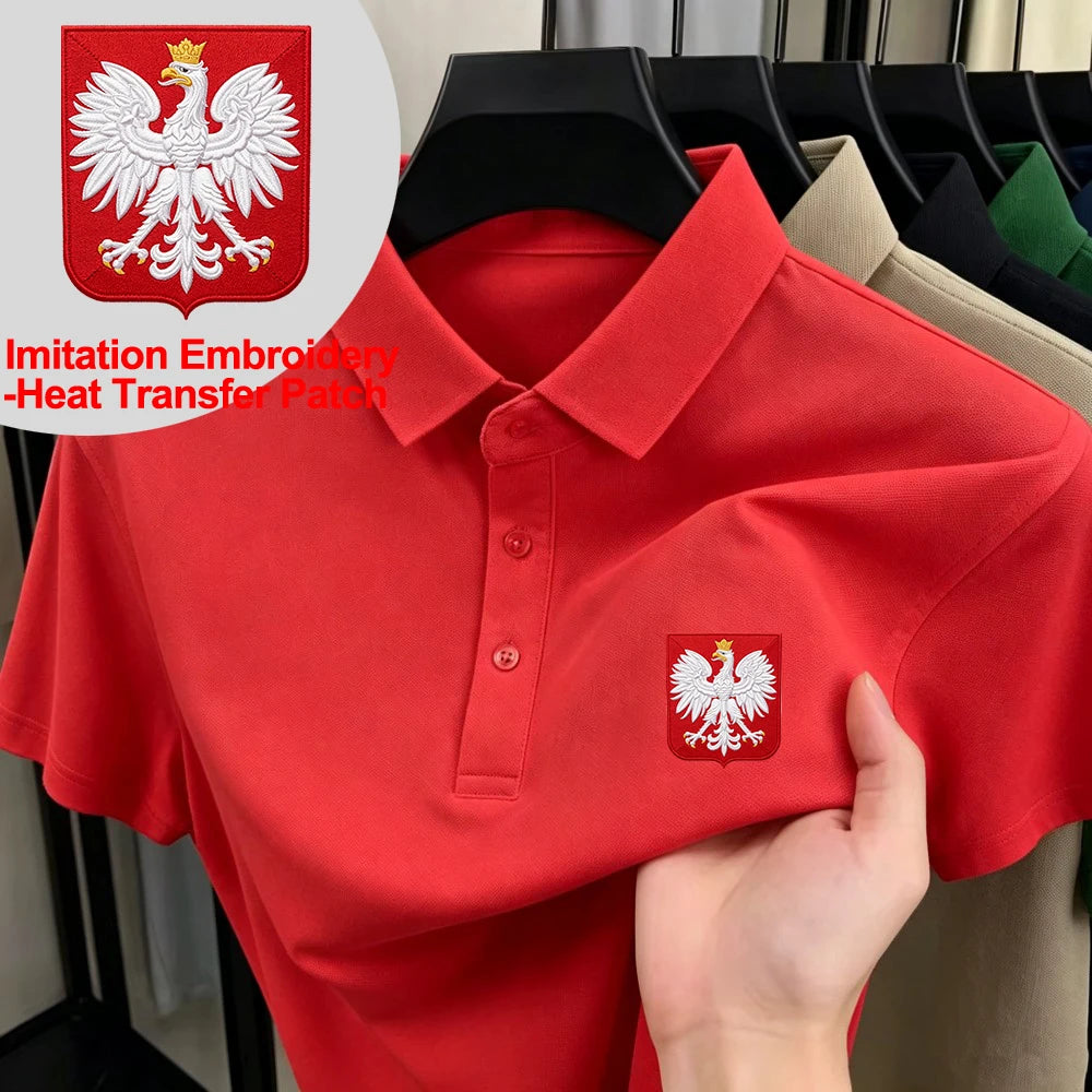 Poland Coat Of Arms Print Polo Shirt Mens Casual Breathable Lapel Tops Basic Short Sleeve T-Shirts Summer Commuting Male Clothes