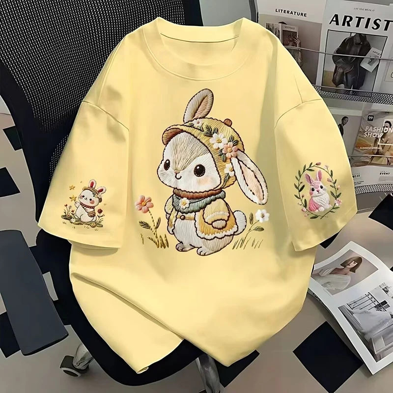 Women T-Shirts Loose Streetwear Unisex Fun Dog Printing Short Sleeve Cotton Girl Tees Female Top Summer 2026