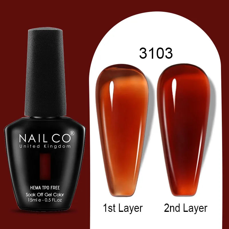 NAILCO 15ml Colorful Jelly Gel Nail Polish Gorgeous Color HEMA TPO FREE Soak Off UV LED Semi Permanent Long Wear Gel Varnish