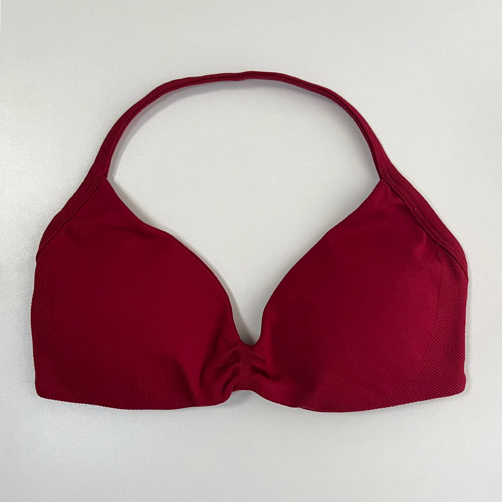 Sports Bra Women Strappy Backless Sports Top With Removable Cups Workout Clothing Gym Crop Top Fitness Seamless Halter Yoga Bra