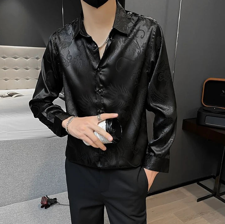 Slim Luxury Print Shirt Men