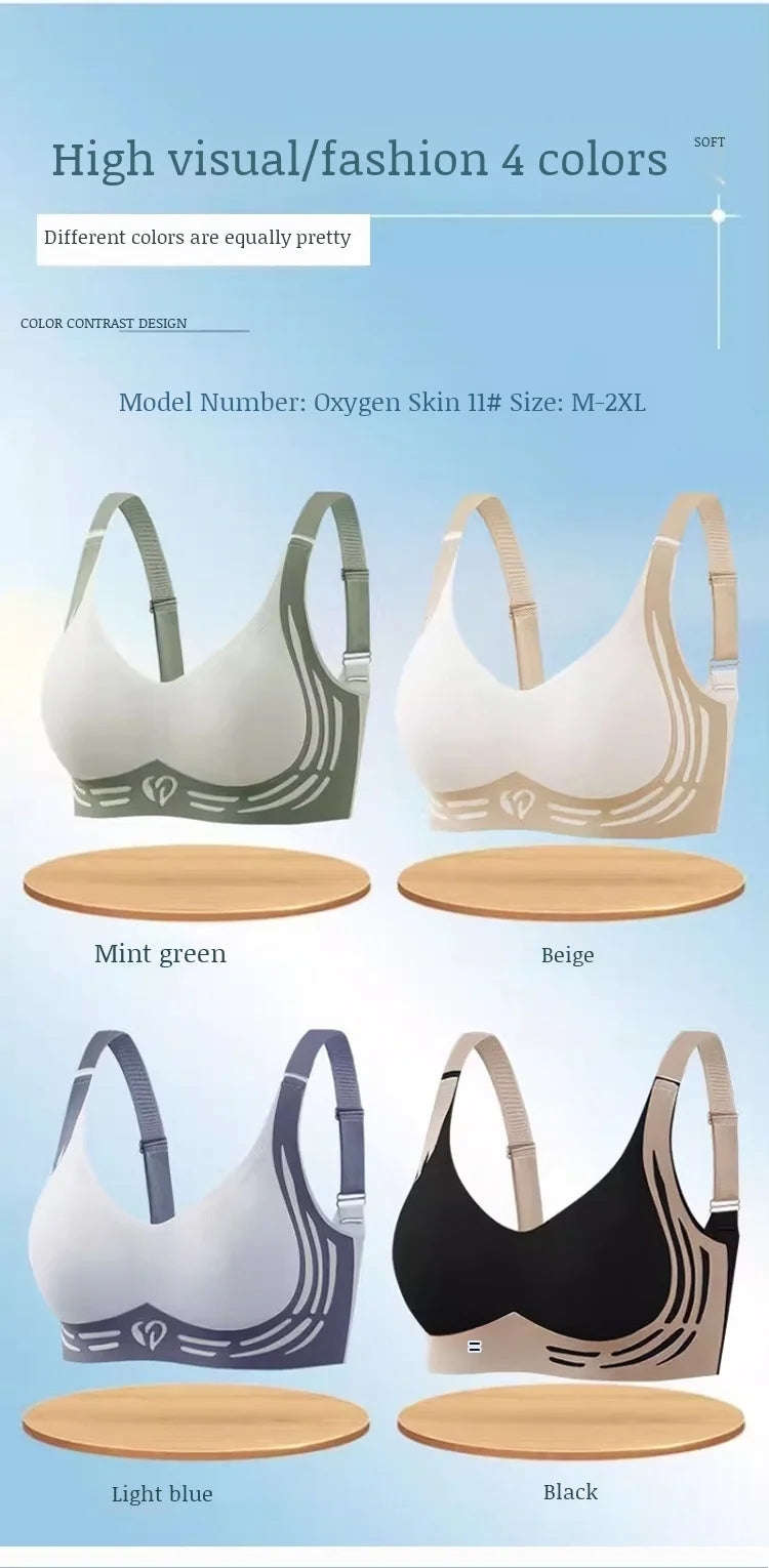 Women's Sports Bra AntiSagging Adjustable Small Breasts Love Heart Color Collision  Seamless High Elasticity Lift Shapewear