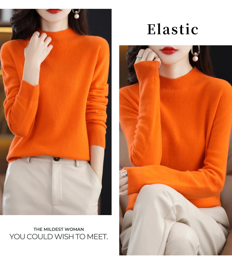 Merino Wool Mock Neck Pullover