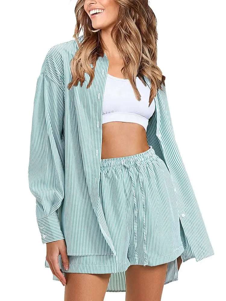 Striped Shirt & Shorts Set