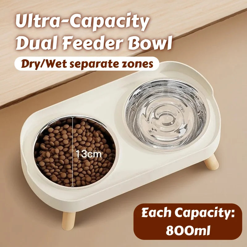 HOMEFISH Dopamine Multicoloured Tall Pet Feeder with Two Stainless Steel Bowls and Neck Support