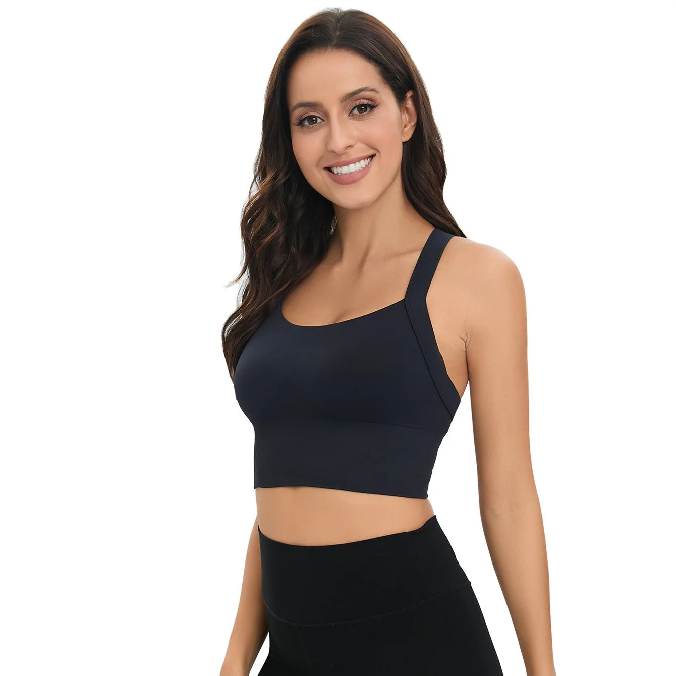 Sports and Beautiful Back Bra Set, Cross-Back Sports Bra, No Chest Pad, Adjustable Size, and Can Be Worn Inside Normally