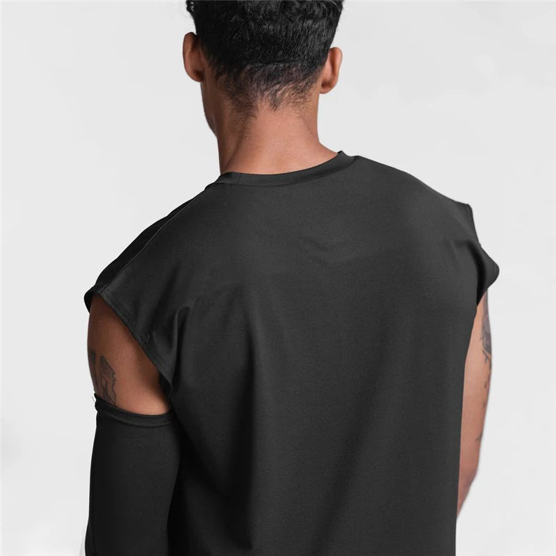 Gym Bodybuilding Tank Tops Mens Fitness Training Sleeveless Shirt Workout Muscle Vests Mesh Breathable Quick Dry Loose Singlets