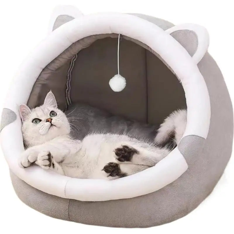 Pet Tent Cave Bed for Cats Small Dogs Self-Warming Cat Tent Bed Cat Hut Comfortable Pet Sleeping Bed Foldable Removable Washable