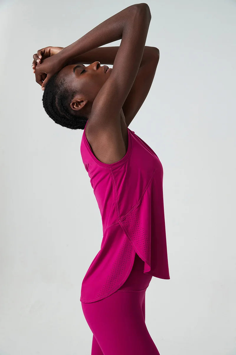 Yoga Sport Top Women Gym T Shirt Workout Clothing Wear Loose Cover Hip Shirt Quick Dry Vest Cropped Blouse Cool Tank Tops