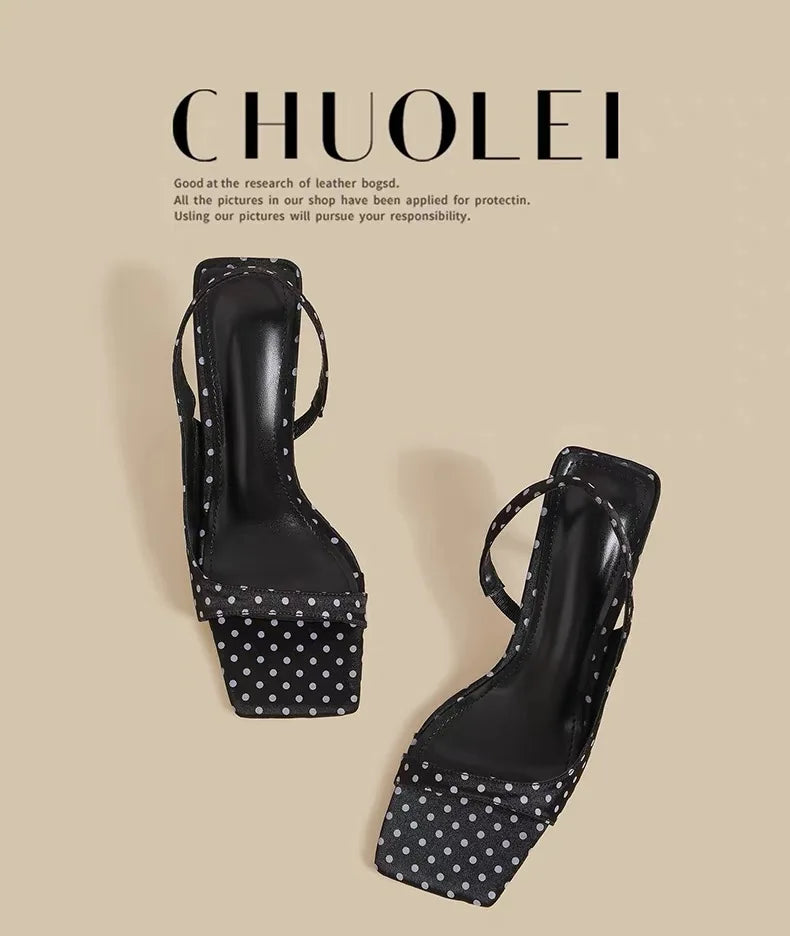 High Heels Women Sandals Luxury Elegant Heels Shoes Fashion Slippers New Square Toe Sexy Pumps Dress Party Female Slides