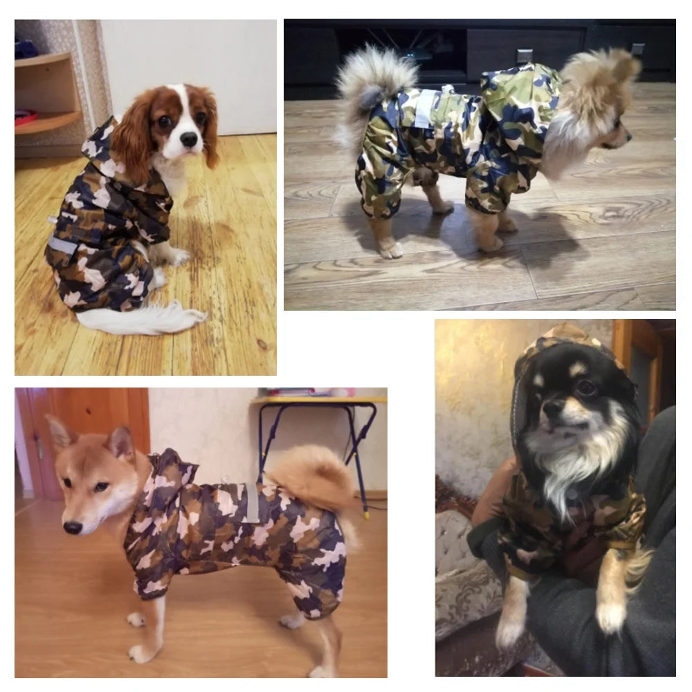 Casual Waterproof Puppy Rain Jumpsuit