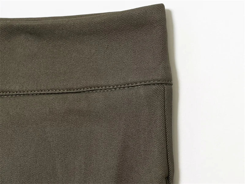 Military Green Pleated Wide Pants